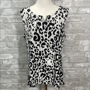 Calvin Klein Black and White Animal Print Sleeveless Tank Top